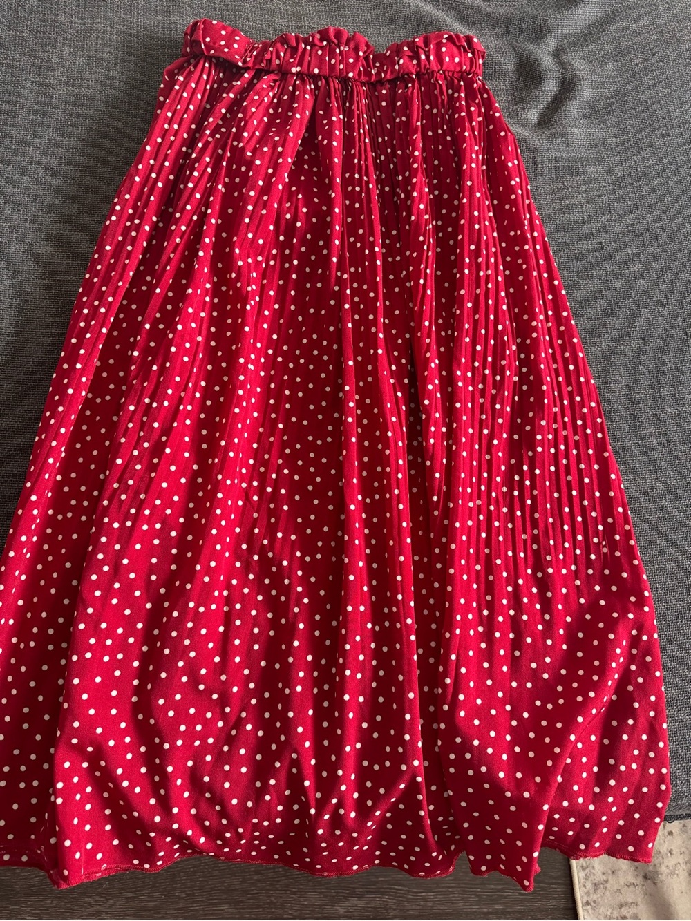 Red Polka Dot Maxi Skirt with Elastic Waist